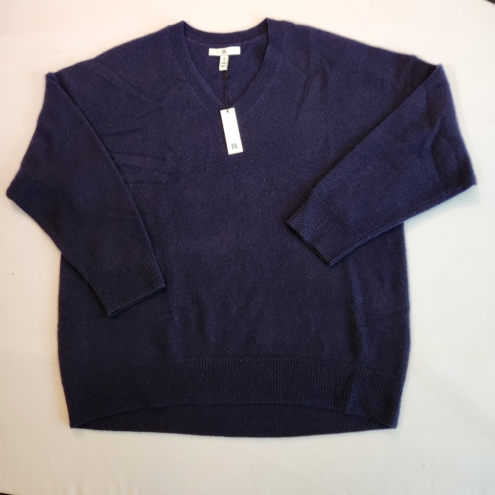 Banana Republic NEW  Cashmere V Neck Sweater Navy Small Quiet Luxury Minimalist